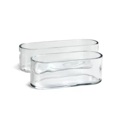 4"H X 10"L X 4" LOW RECTANGLE VASE WITH OVAL CORNERS