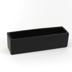 4"H X 12"L X 4"W MATTE BLACK CERAMIC LOW RECTANGLE VASE