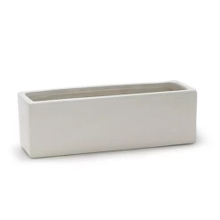 4"H X 12"L X 4"W MATTE WHITE CERAMIC LOW RECTANGLE VASE
