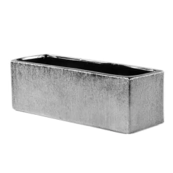 4"H X 12"L X 4"W SILVER ETCH CERAMIC LOW RECTANGLE