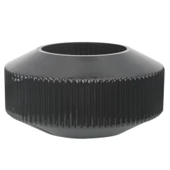 4”H X 8” BLACK GLASS FLUTED SAUCER