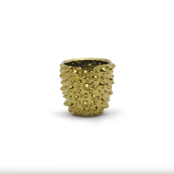 5.1”H X 5.3” GOLD CERAMIC SPIKE CACTI VASE/POT
