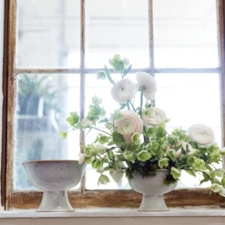 5.25"H X 7" OFF-WHITE CERAMIC JULIAN COMPOTE -Home Decor Store 525h x 7 off white ceramic julian compote 3