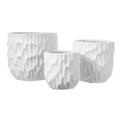 5.5” X 5.5” MEDIUM MATTE WHITE Ceramic Round Pot With Scooped Design Body