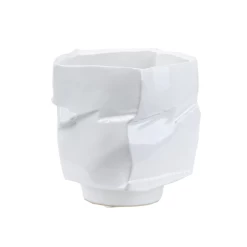 5.5” X 5.5” X 5” WHITER CERAMIC ASTRO PLANTER