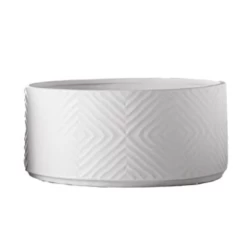 5.5"H X 11.5” SMALL WHITE LOW CYLINDER DIAMOND PATTERN