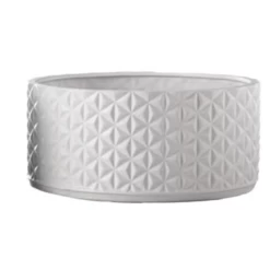 5.5"H X 11.5” SMALL WHITE LOW CYLINDER GEOMETRICAL PATTERN
