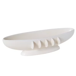5.5”h X 22.5”long X 8.75”w WHITE CERAMIC RIVERIE BOAT