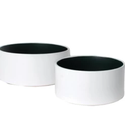 5"H X 11"D MATTE WHITE LOW CERAMIC CYLINDER (BLACK INSIDE)
