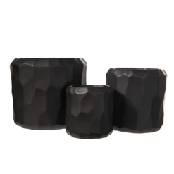 6” X 6” MEDIUM BLACK CERAMIC CYLINDER IRREGULAR PATTERN