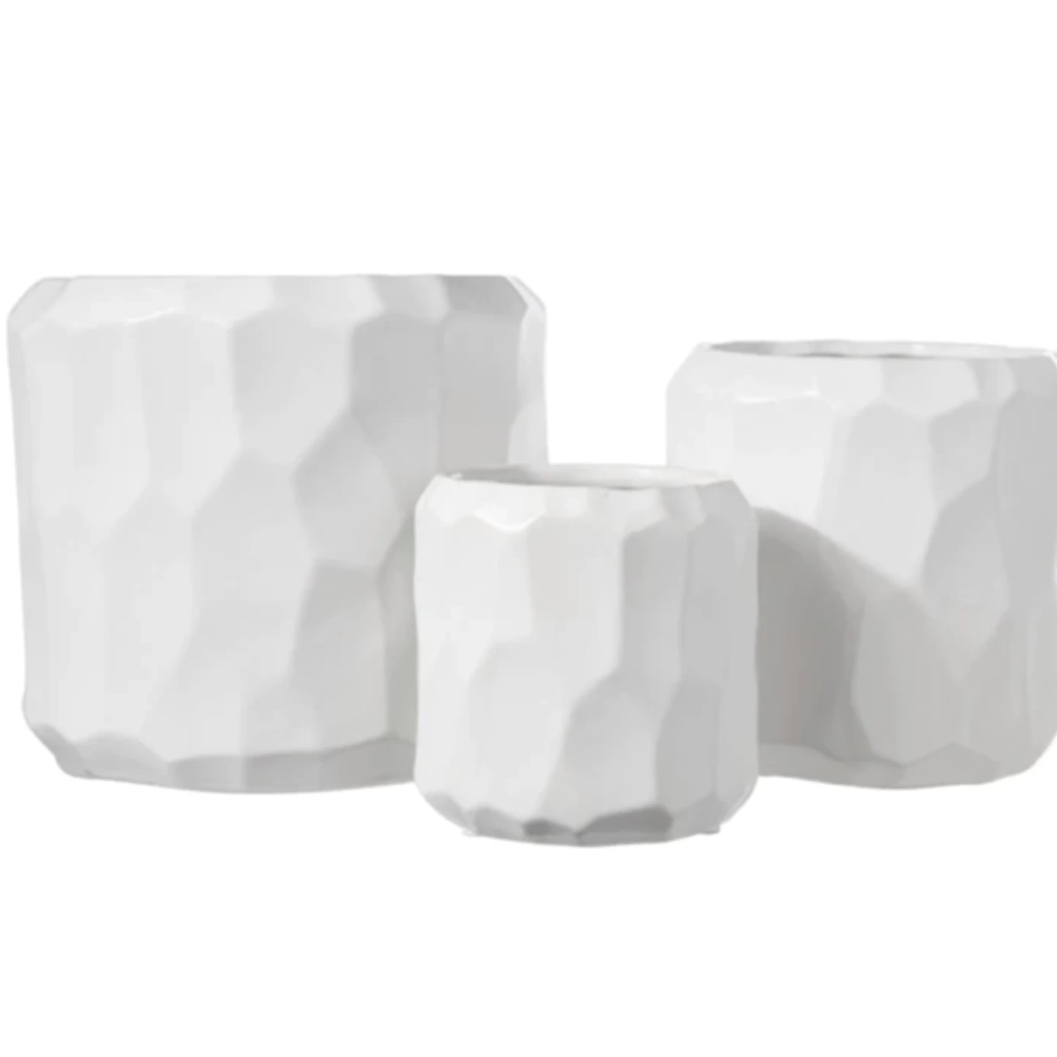 6” X 6” MEDIUM MATTE WHITE Ceramic Cylindrical Pot With Wide Mouth And Embossed Irregular Patterns Design Body, 1 6” X 6” MEDIUM MATTE WHITE Ceramic Cylindrical Pot With Wide Mouth And Embossed Irregular Patterns Design Body,