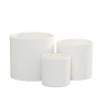 6” X 6” MEDIUM WHITE CERAMIC CYLINDER PRESSED DIAMOND PATTERN