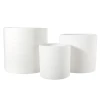 6” X 6” MEDIUM WHITE CERAMIC CYLINDER RIBBED PATTERN DESIGN