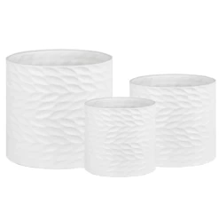 6” X 6” MEDIUM WHITE CERAMIC CYLINDER WITH ABSTRACT DESIGN