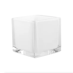 6" X 6" X 6" WHITE GLAASS CUBE VASE