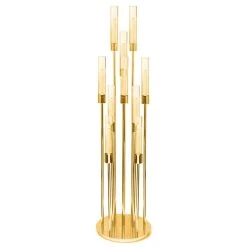 66”H X 16.5”D 10 ARM GOLD METAL CLUSTER CANDELABRA