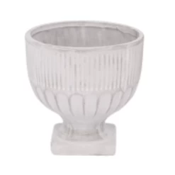 6.75”H X 6.5” WHITE WASH TERRACOTTA COMPOTE/PEDESTAL