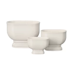 6.75”H X 9” X 5.75” MEDIUM MATTE WHITE CERAMIC FOOTED TRES POT