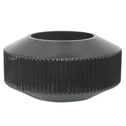 6”H X 10.5” BLACK GLASS FLUTED SAUCER