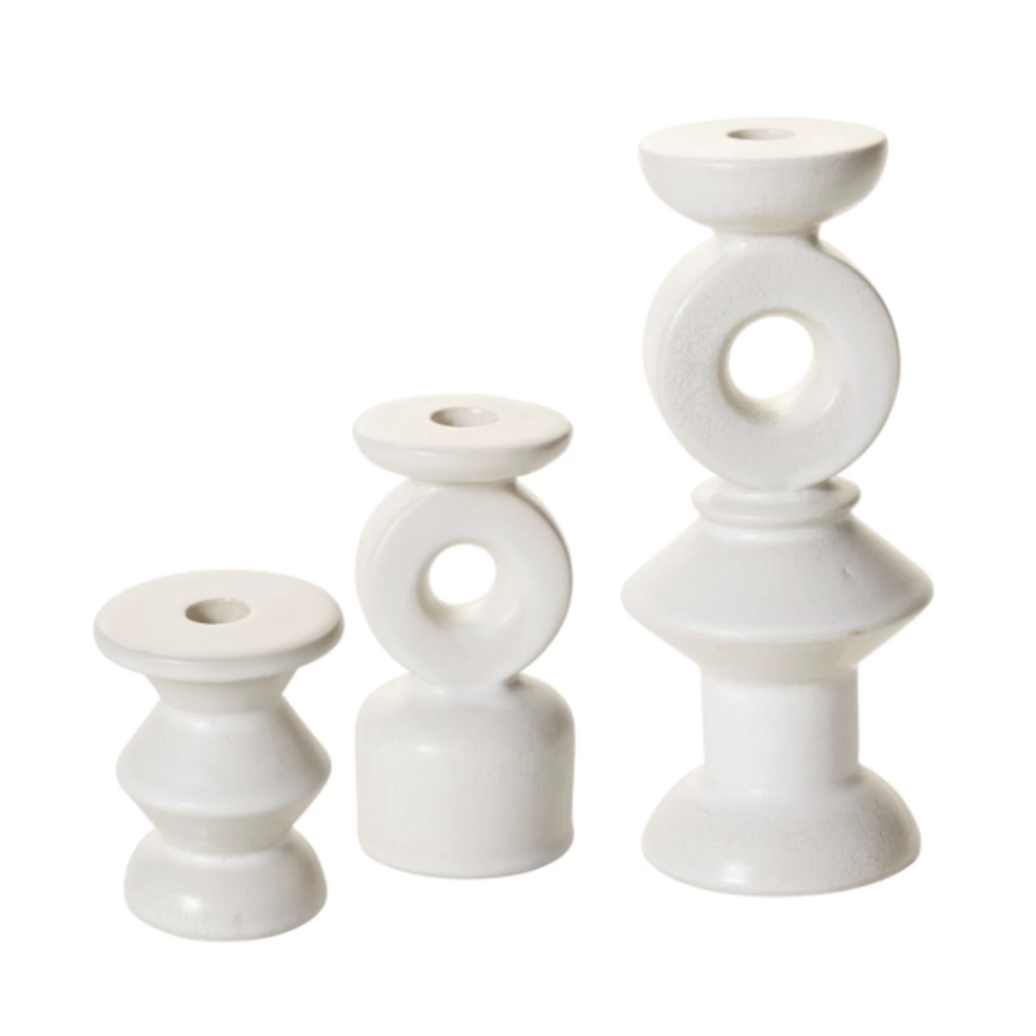 6”H X 3” X 2.5” WHITE CERAMIC FANTASIA CANDLEHOLDER 4 6”H X 3” X 2.5” WHITE CERAMIC FANTASIA CANDLEHOLDER - Image 4