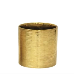 6"H X 6.5" GOLD ETCH CERAMIC CYLINDER POT
