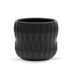 6”H X 6.75” OPEN 6.25” BLACK RIBBED CERAMIC POT/VASE