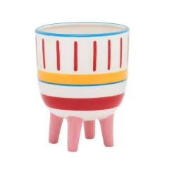7.25" X 5.25" W X 5.25" LSTRIPED FOOTED PLANTER