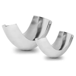 7.25”H X 12” X 10” SILVER MODERN OVAL METAL