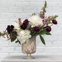 7.5” X 5.25” WHITE MARBLE GLASS CHELSEA VASE -Home Decor Store 75 x 525 white marble glass chelsea vase 3