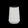 7.5”H X 5” WHITE CERAMIC COMBED VASED