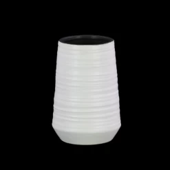 7.5”H X 5” WHITE CERAMIC COMBED VASED