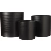 7.5”H X 8” LARGE BLACK CERAMIC CYLINDER RIBBED PATTERN DESIGN