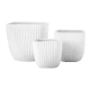 7.5”H X 8” X 8” LARGE WHITE Ceramic Square Pot Tapered BottomBRUSH Matte Finish White