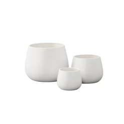 7.75”H X 10” MEDIUM MATTE WHITE CERAMIC BELLY POT