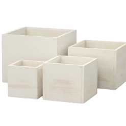 7”H X 8” X 8” MEDIUM WHITE WASH WOOD SQUARE/CUBE