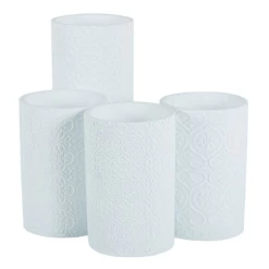 8’’ ROUND EMBOSSED WHITE CEMENT VASE