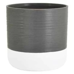 8" ROUND GREY & WHITE CERAMIC POT
