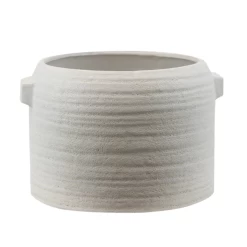 8.5”H X 12.5” WHITE ZINTO LOW AND WIDE CERAMIC PLANTER WITH SMALL HANDLE