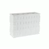 8.75”H X 11.75” X 4.75” WHITE EMBOSSED SQUARE CERAMIC VASE