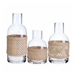 8”H X 4” BOHO STYLE BURLAP WICKER BUD VASE -Home Decor Store 8h x 4 boho style burlap wicker bud vase 6