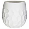8”H X 5.5” WHITE CERAMIC HAMMERED VASE