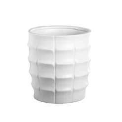 8βH X 6.75β SMALL MATTE WHITE CERAMIC STACK LAYERED CYLINDER