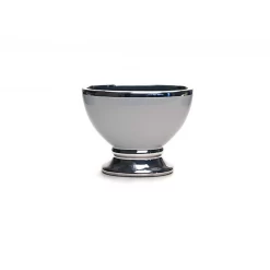 8”H X 9.5”L X 5”W CERAMIC OVAL COMPOTE VASE SILVER