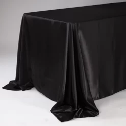 90 X 132'' BLACK RECTANGLE SATIN TABLECLOTH