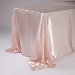 90 X 132'' BLUSH RECTANGULAR SATIN TABLECLOTH