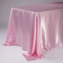 90 X 132'' RECTANGLE PINK SATIN TABLECLOTH