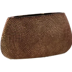 9.25”H X 3.5” X 17”L BRONZE CERAMIC RECTANGLE VASE WITH BEADED DOTTED PATTERN