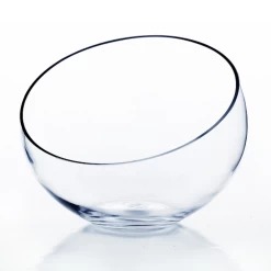 9.5" X 12"D CLEAR POD VASE, SLANTED OPENING