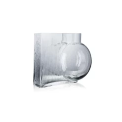 9.5”H X 11.5”L X 8”W GLASS RIBBED/FLUTED RECTANGLE WITH BUBBLE