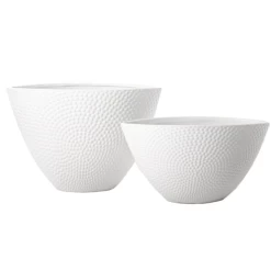 9.75”H X 8” X 14.5”L LARGE WHITE CERAMIC BURSTING DOTTED BOAT